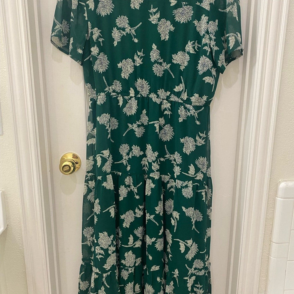 Lulu's Dark Green Floral Midi Dress